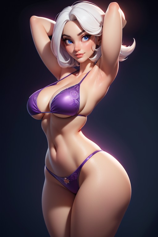 White Hair Bob, White Hair, Sexy Pose Hentai AI Porn