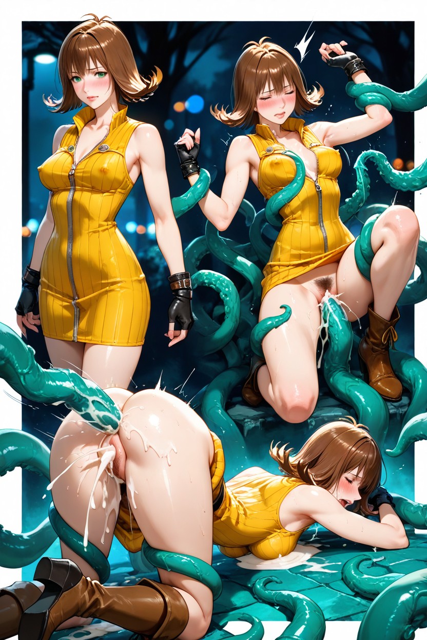 Selphie Tilmitt From Final Fantasy, Erect Nipples Under Her Outfit, Bare Pussy Penetration Visible Hentai AI Porn