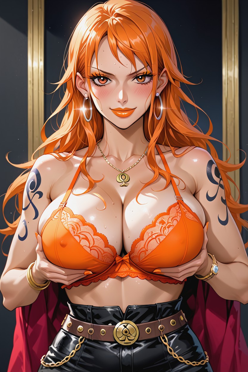 Orange Hair, Queen Of Spades, Front View Hentai AI Porn