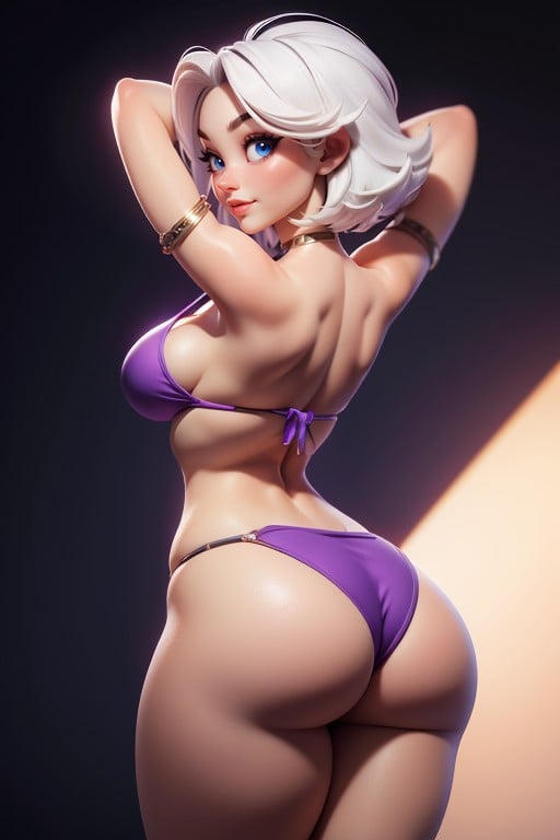 Very Thick Thighs, Arms Up, Blue Eyes Hentai AI Porn