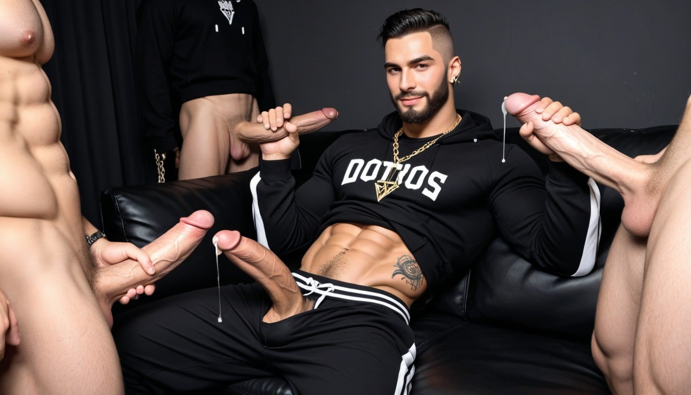 Smirking, Leather Couch, Sweatpants Porno gay IA