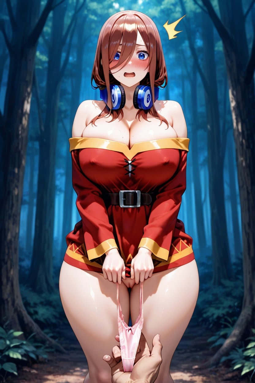 Blue Headphones On Neck, Full Body, Massive Breast Hentai AI Porn