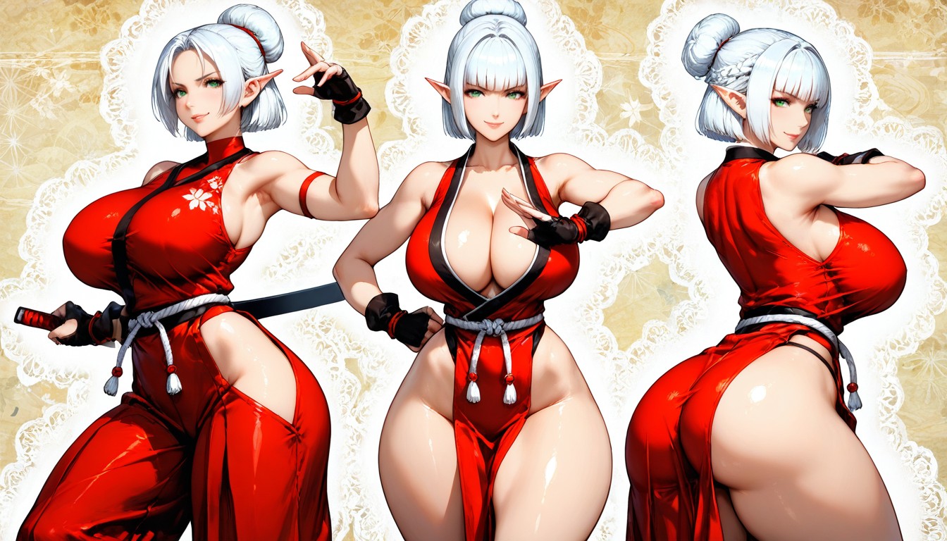 Pet Pose, Hair With Four Colors, Silk Texture Fabric Hentai AI Porn
