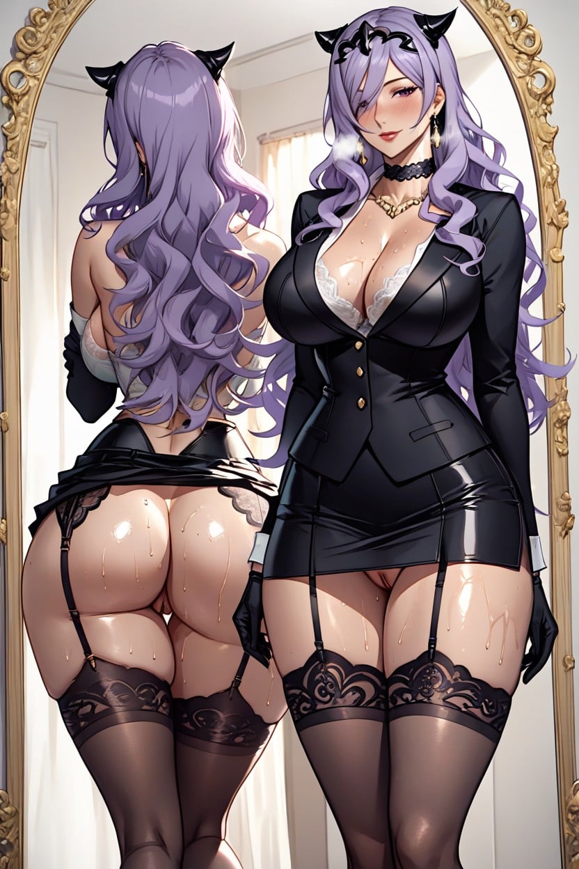 Mirror, Whole Body, Oiled Skin Hentai AI Porn