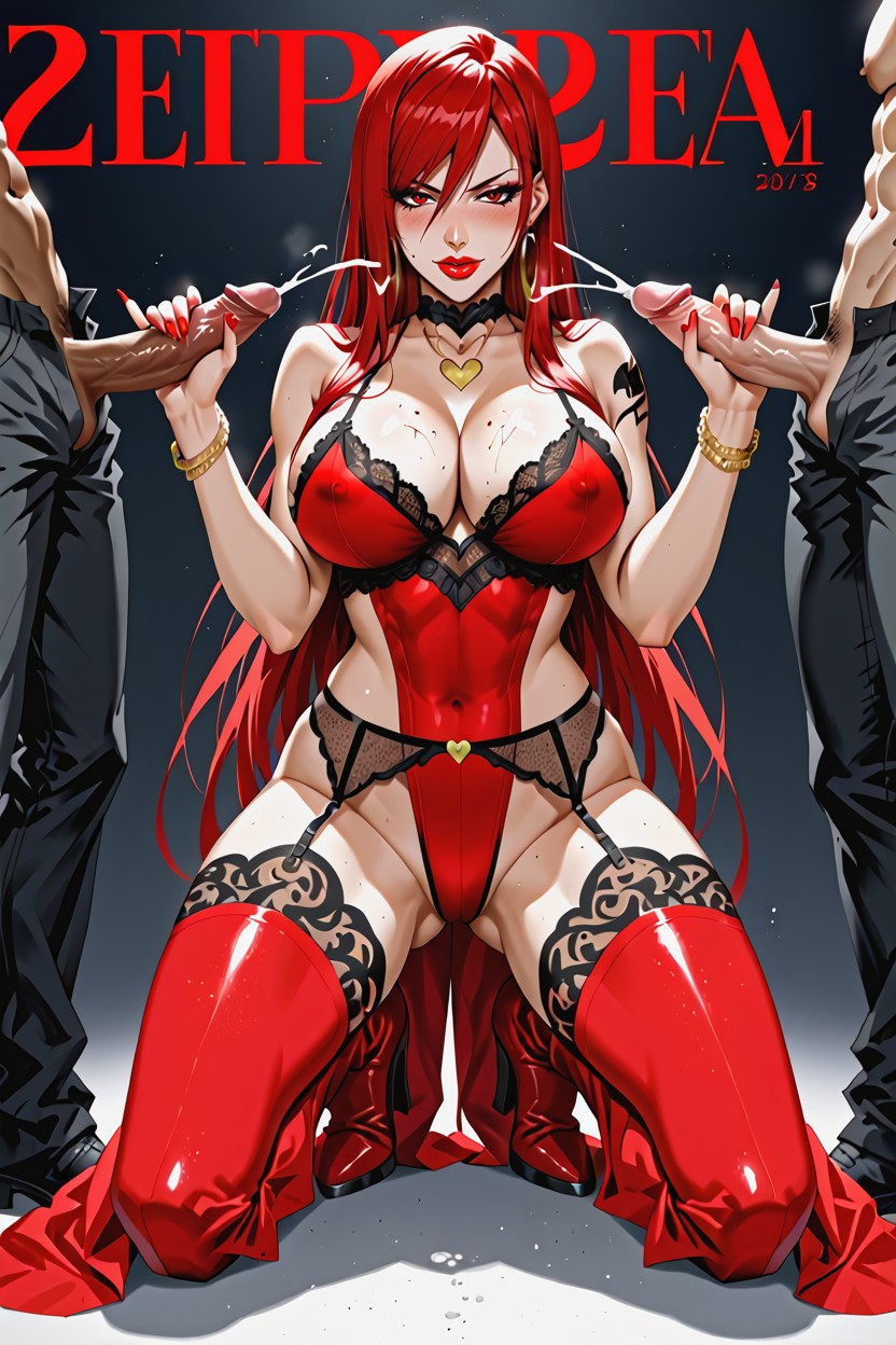 Lingerie, Her Body Is Completely Marked By Tattoos, Hoop Earrings Hentai AI Porn
