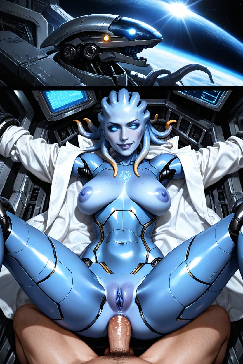 Pussy Dripping, Asari, Light Blue Skin AI Porn