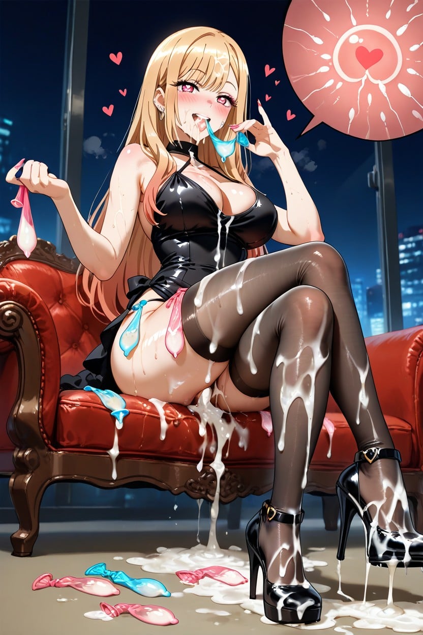 Cum In Mouth, Used Condom Belt, Cum Everywhere Hentai AI Porn
