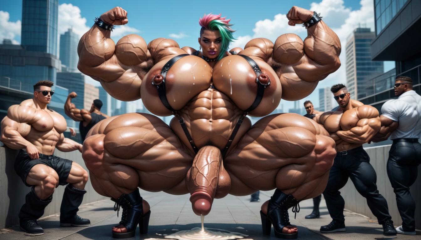 Female Futanari Gangbang, Gigantic Perfect Boobs, Cumshot Shemale AI Porn