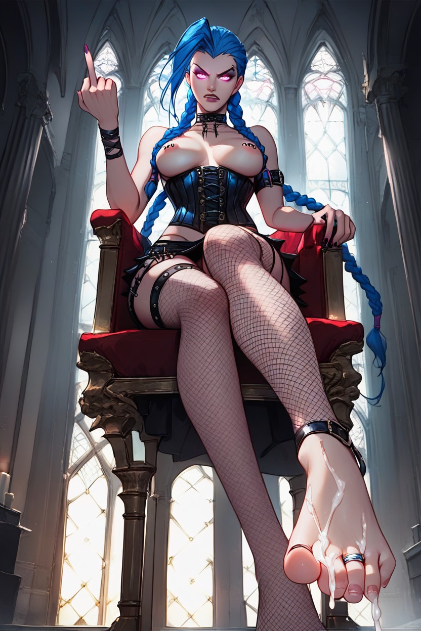 Jinx From League Of Legends, Detailed Face, Curvy Hentai AI Porn