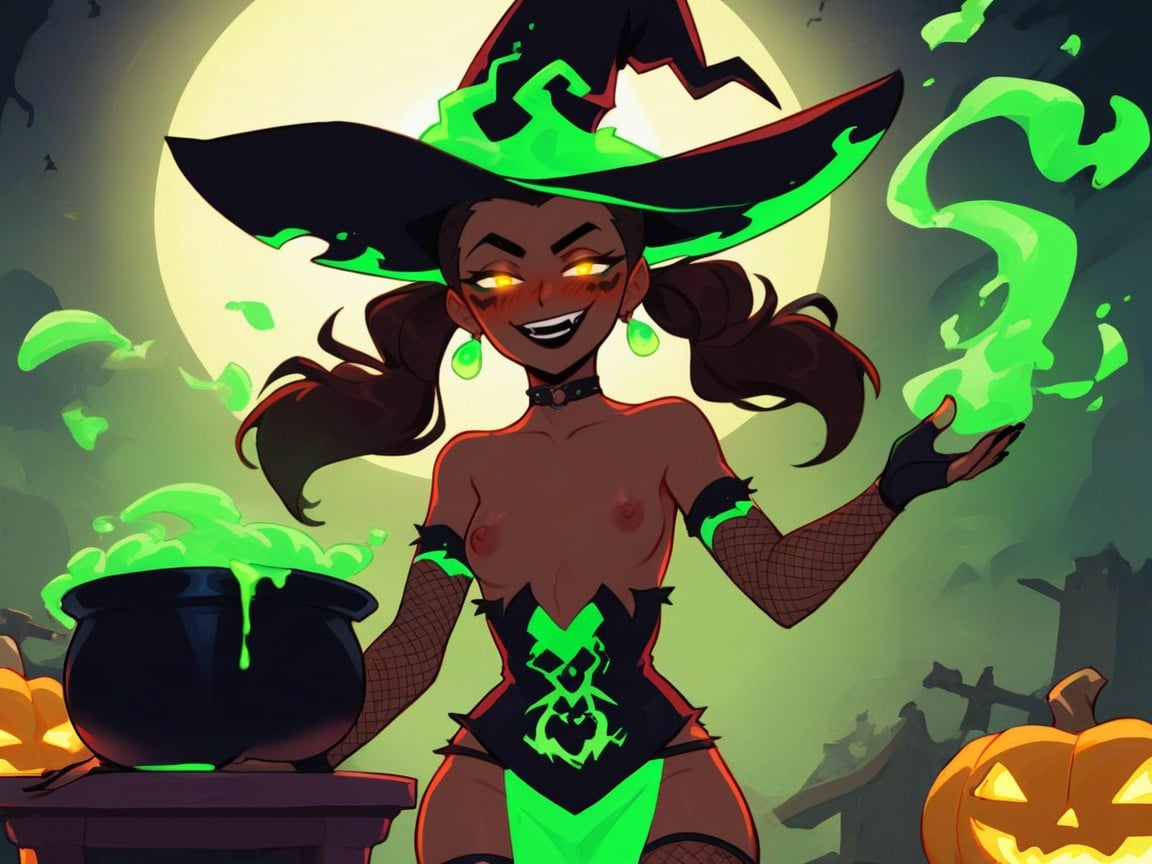 Witch, Ultra Detailed, Black Nails Latina AI Porn