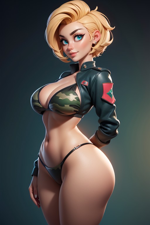Blue Eyes, Sexy Confident Smirk Expression, Massive Ass Hentai AI Porn