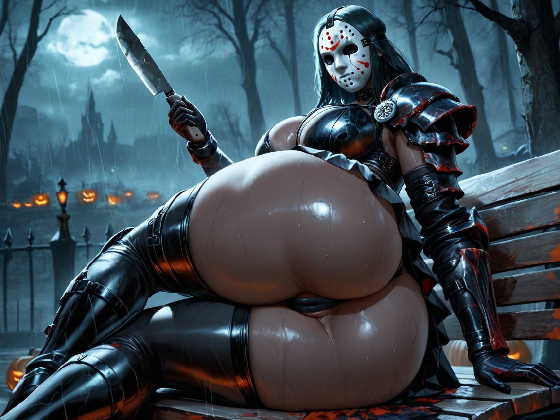 Extremely Large Ass, Mini Skirt, Eerie Atmosphere AI Porn