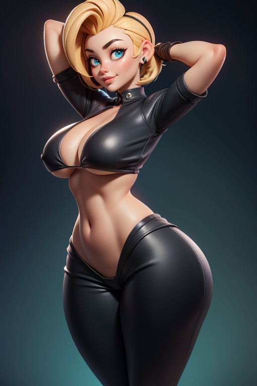 Arms Forward, Rear View Of Large Round Bubble Ass, Curvy Hips Hentai AI Porn