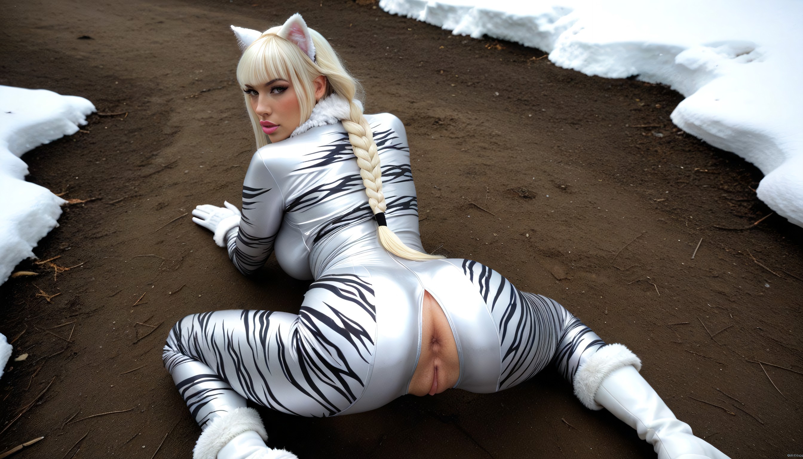 20+, Bimbo Lips, Hands On Ground AI Porn