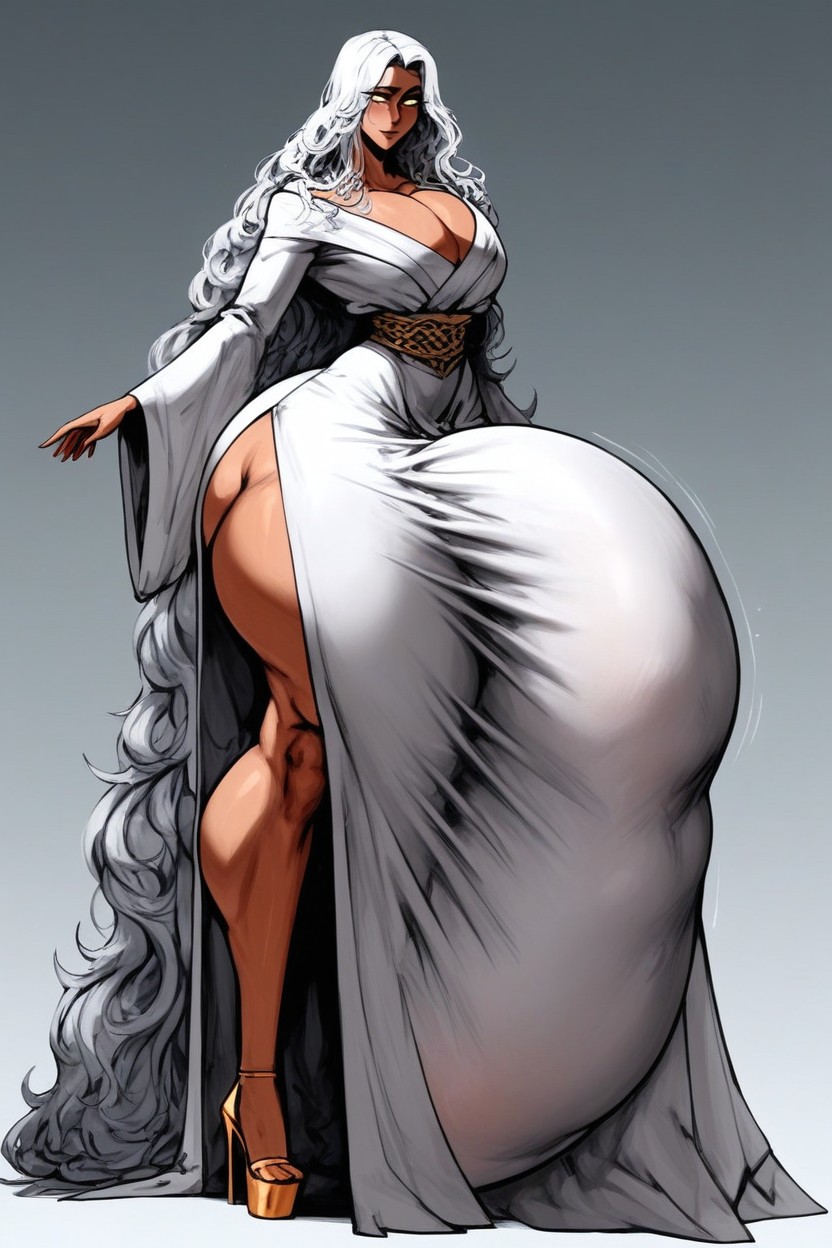 Standing, Womenly Round Face, Wide Hips Shemale AI Porn