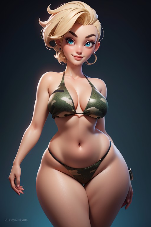 Large Breasts, Buzzcut, Bikini Hentai AI Porn