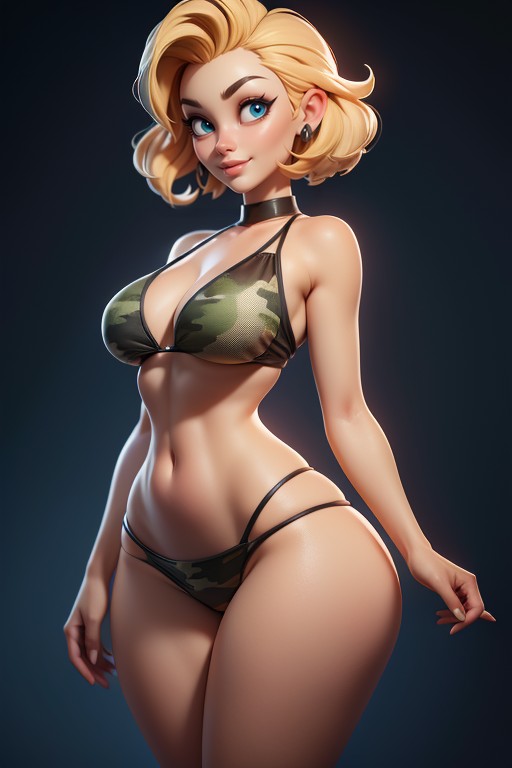 Buzzcut, Blue Eyes, Tall Curvy And Thick With Perfect Proportions Hentai AI Porn