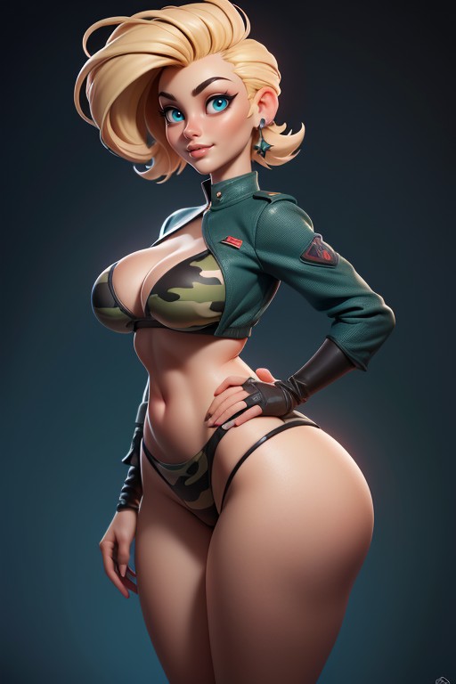 Thick And Curvy Body, No Hair In The Back Of Head, Gi Joe Beautiful Gorgeous Face Hentai IA