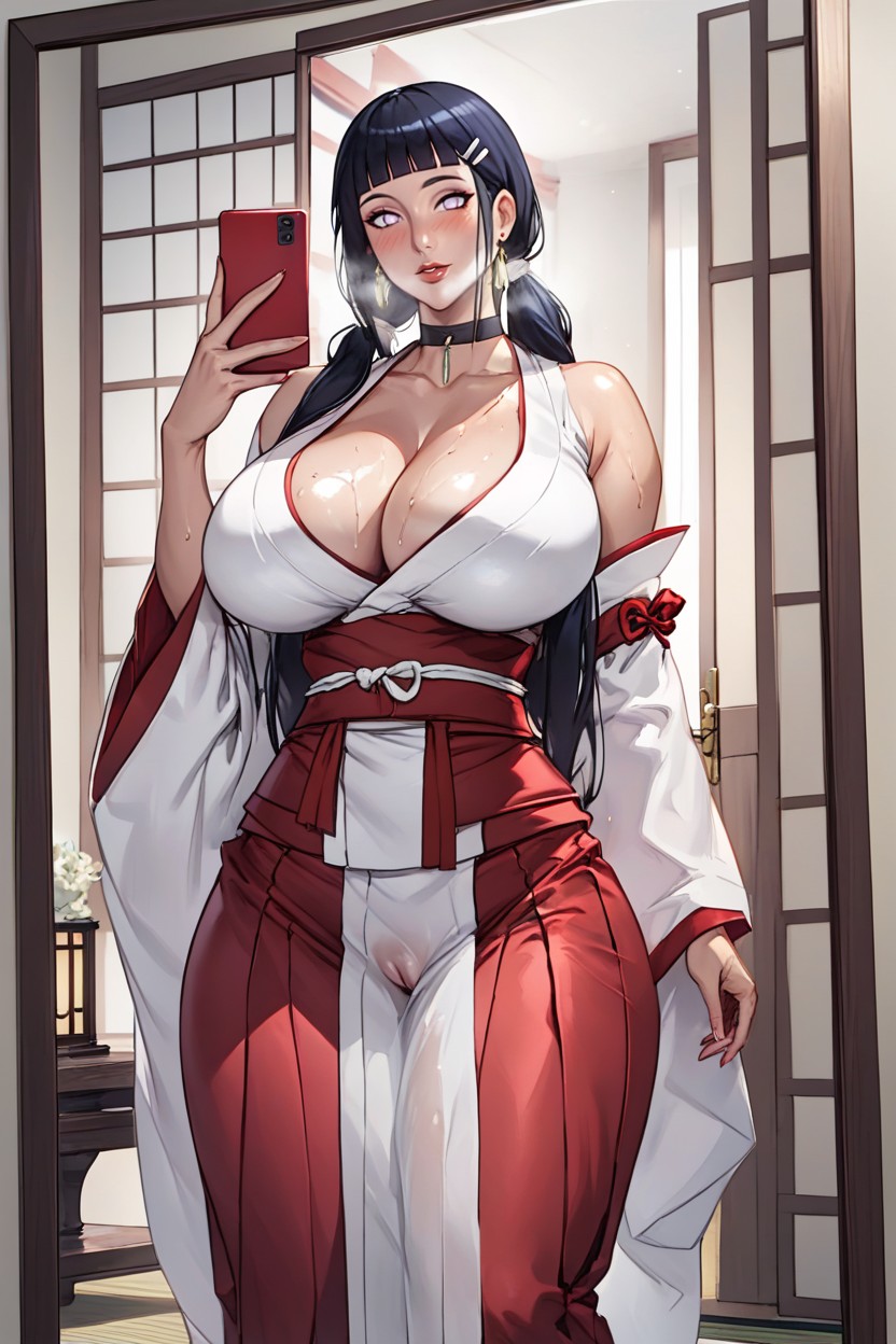 Culo Masivo, Detailed Eyes, Simple And Long Sleeved White Kimono Hentai IA