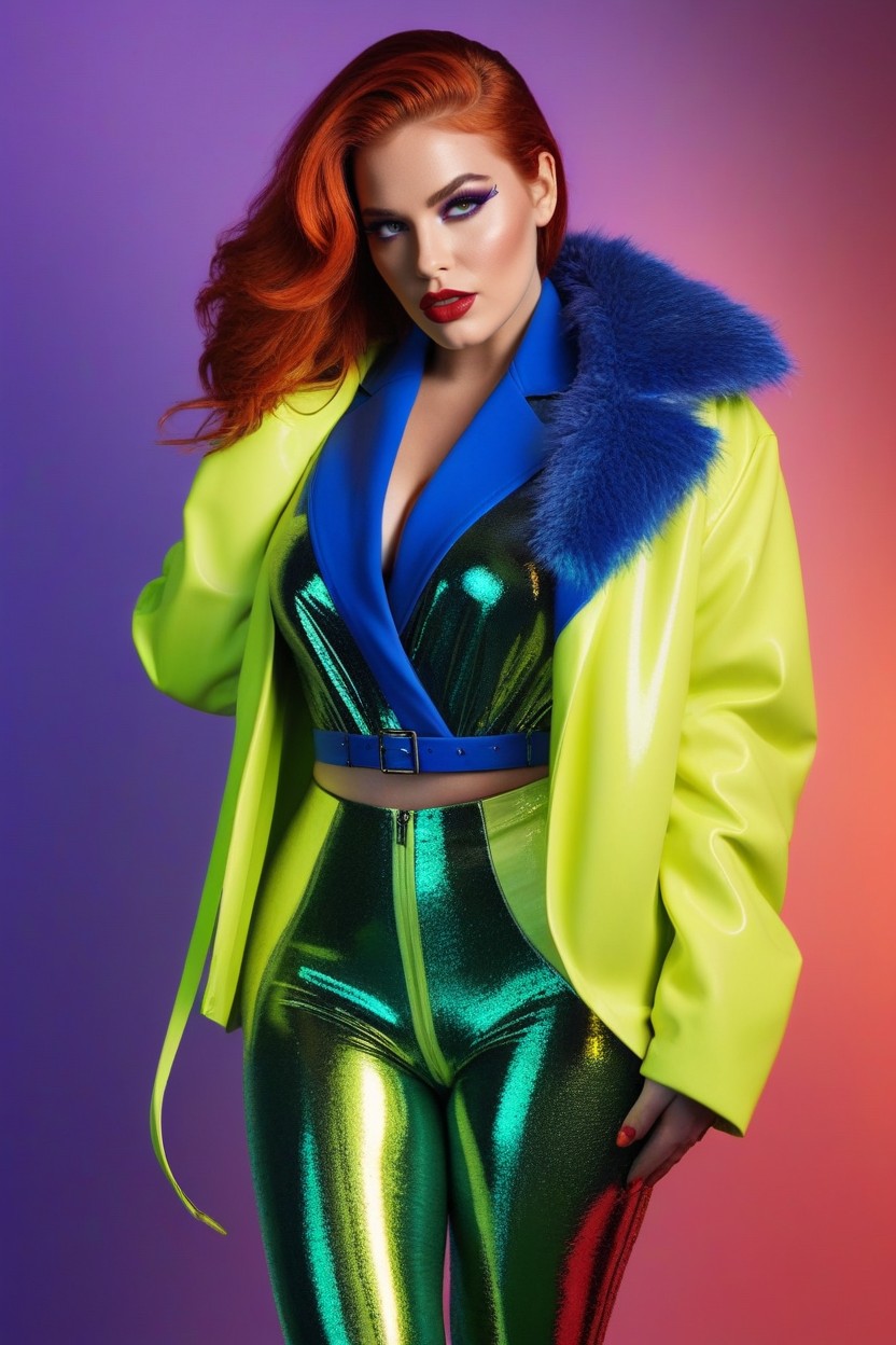 Confident Tilted Head, Jacket Lapels Flowing, Crop Top AI Porn