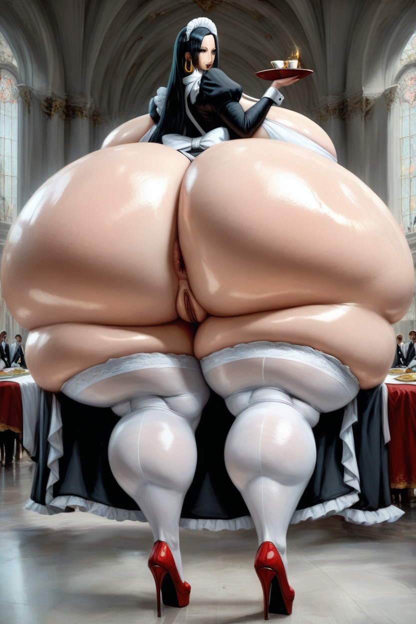 White Stockings, Gigantic Butt, Happy AI Porn