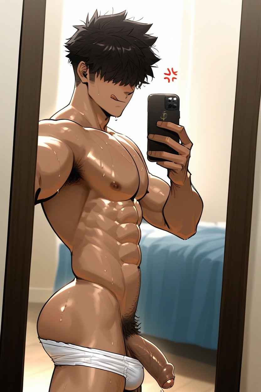 High Detailed, Hair Covering Eyes, Standing AI Gay Porn