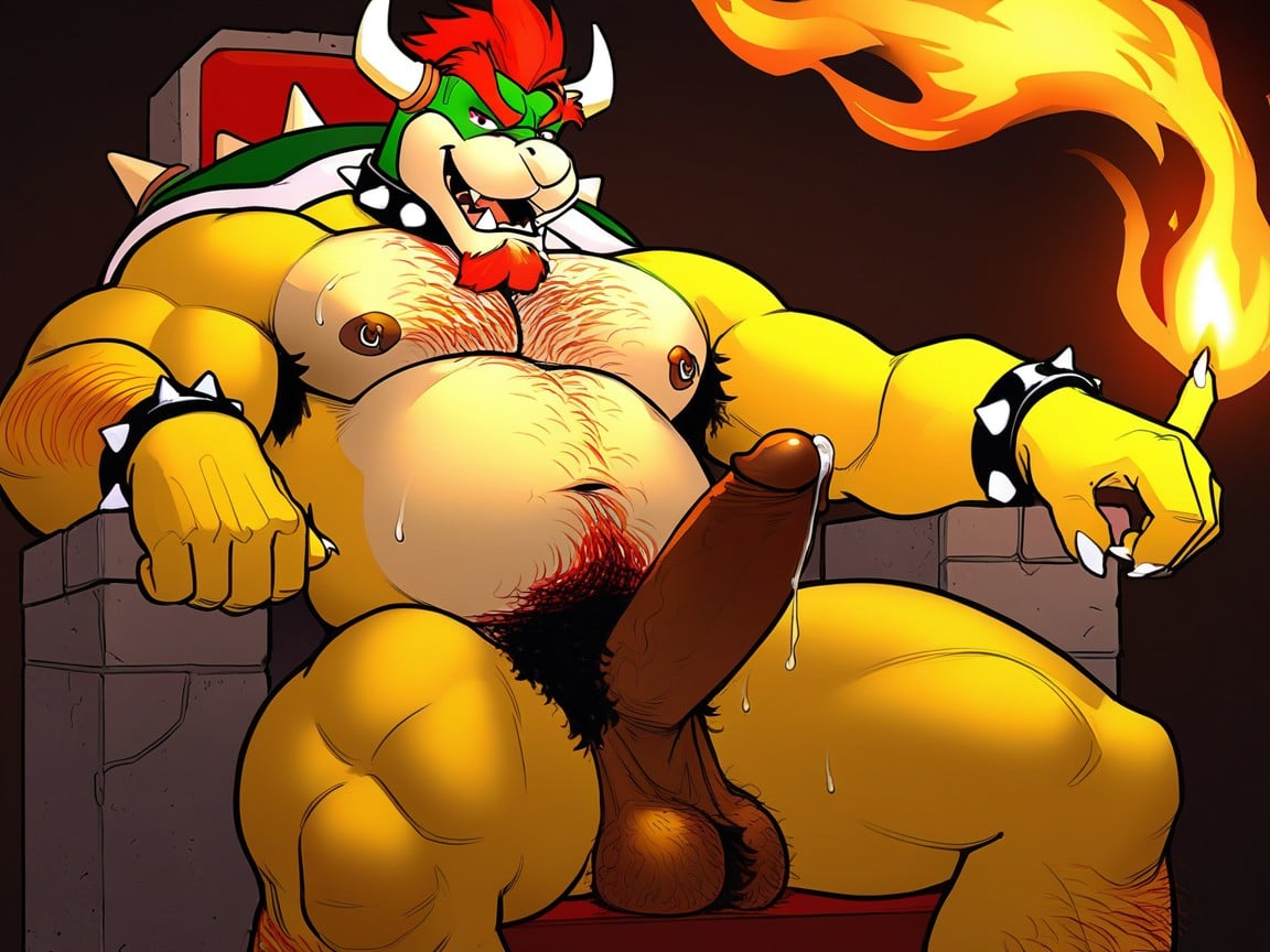 Nipples Piercing, Throne, Bara Furry AI Porn