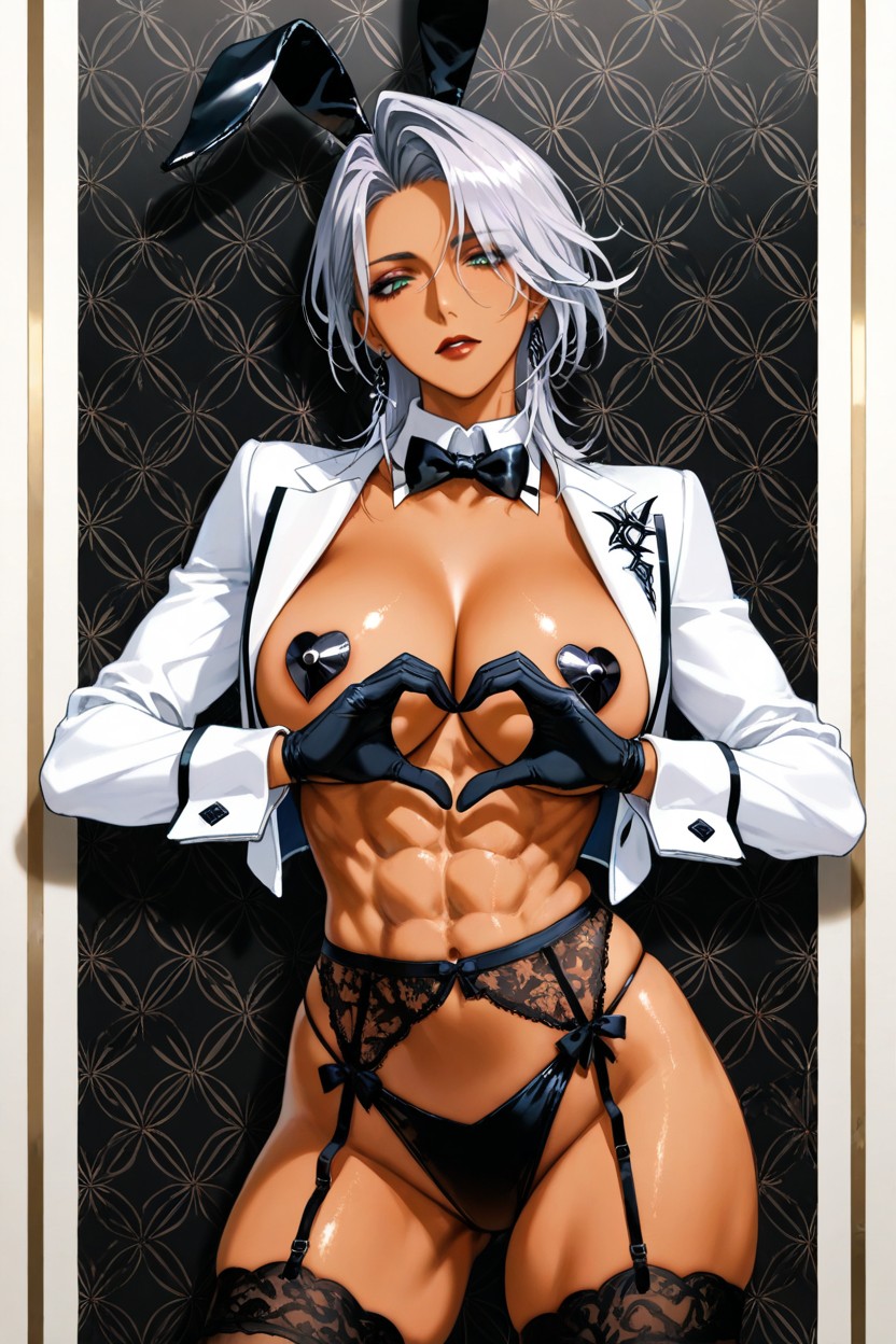 Standing Alone, Tilt Head Back, Scornful Eyes Hentai AI Porn