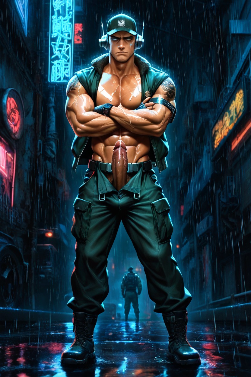 Massive Ass, Ultra High Res, Standing In A Dimly Lit Military Surplus Shop With Firearms And Tactical Gear ゲイAIポルノ