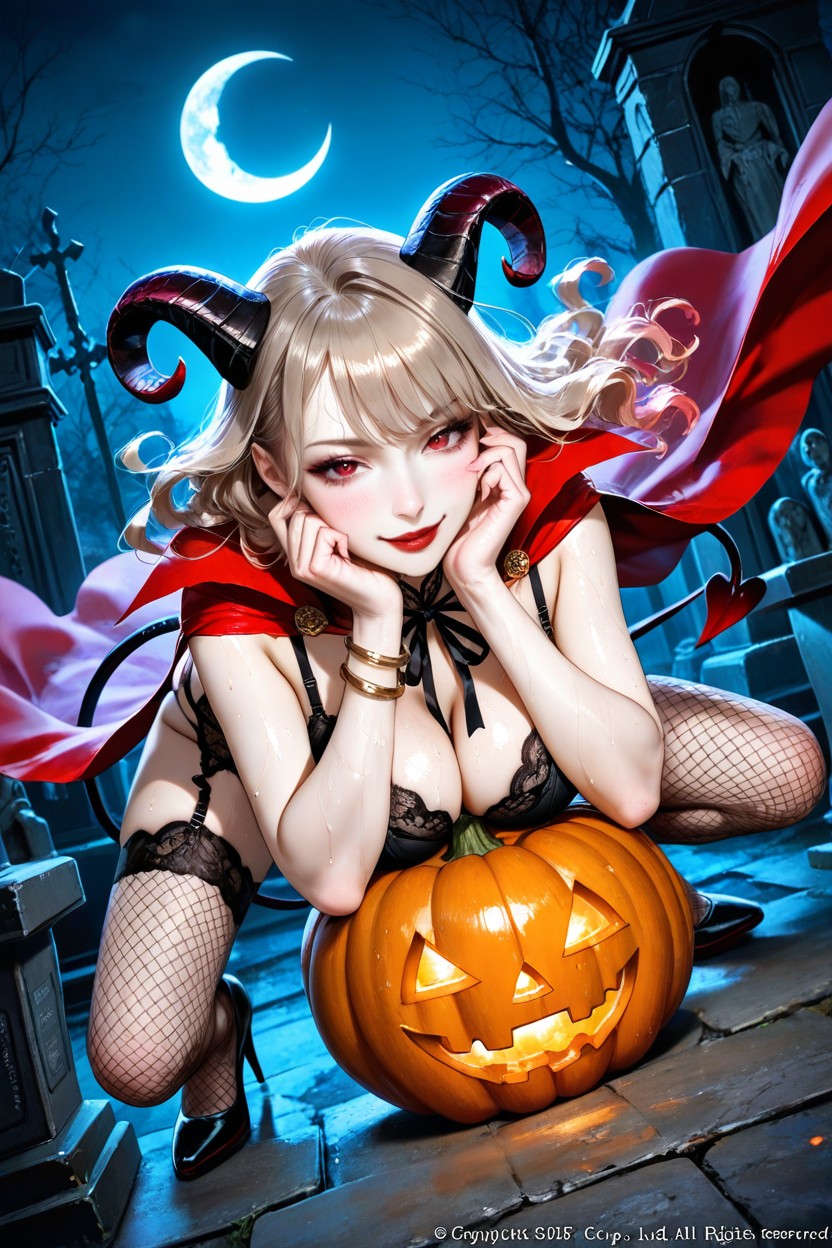 Sweaty Skin, Red Cape With High Collar, Delgada Hentai IA