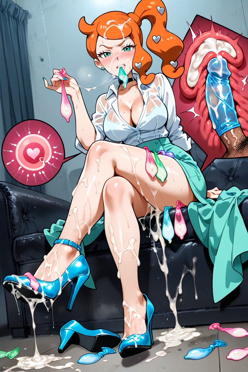 Cinturón De Condones Usados, Cum On Shoes, Holding A Used Condom In Hands Hentai IA