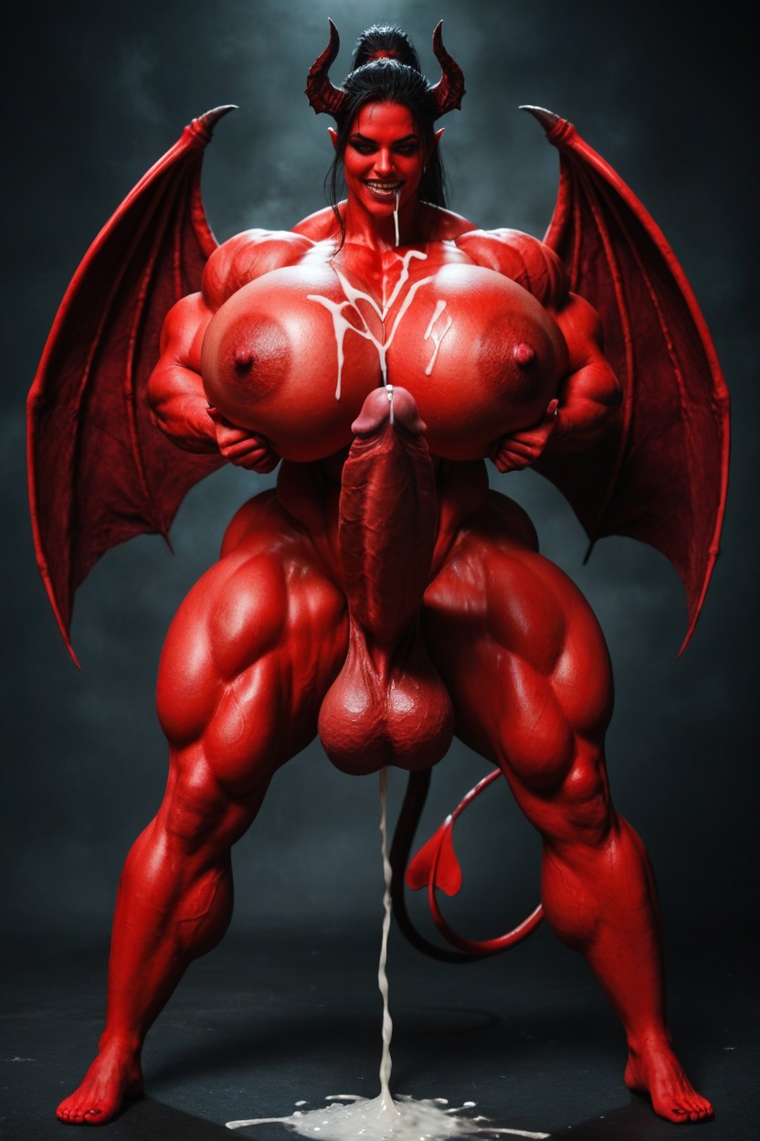Gigantic Pectoralis Major, Hyper Huge Muscles, High Ponytail Shemale AI Porn