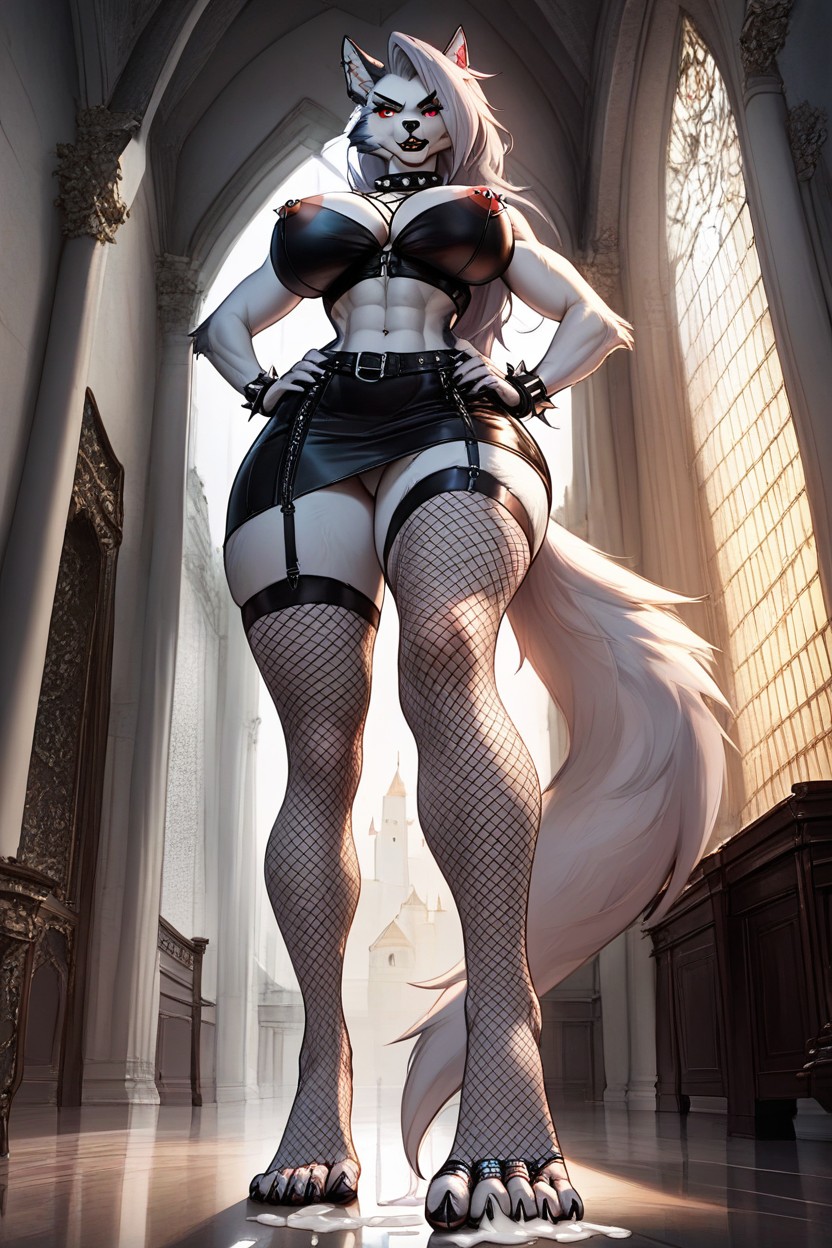Wasp Waist, Fishnets, Wolf Furry AI Porn