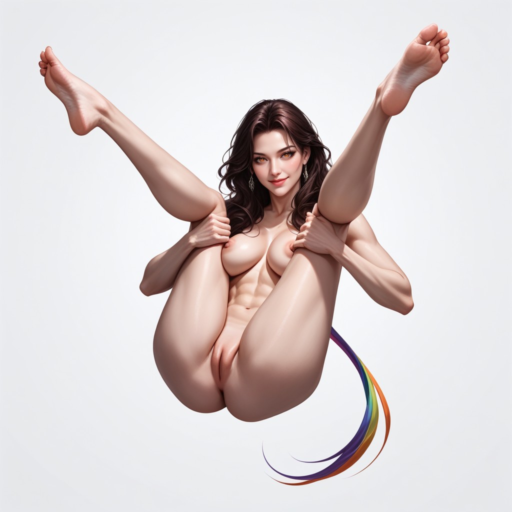 Floating In The Air, Vividly Orange Colored Skin, Vibrant Image AI Porn