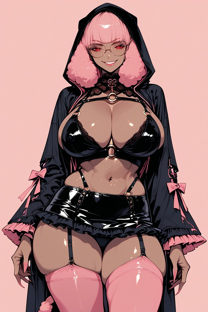 Pink Stockings, Bra, Erect Nipples Hentai AI Porn