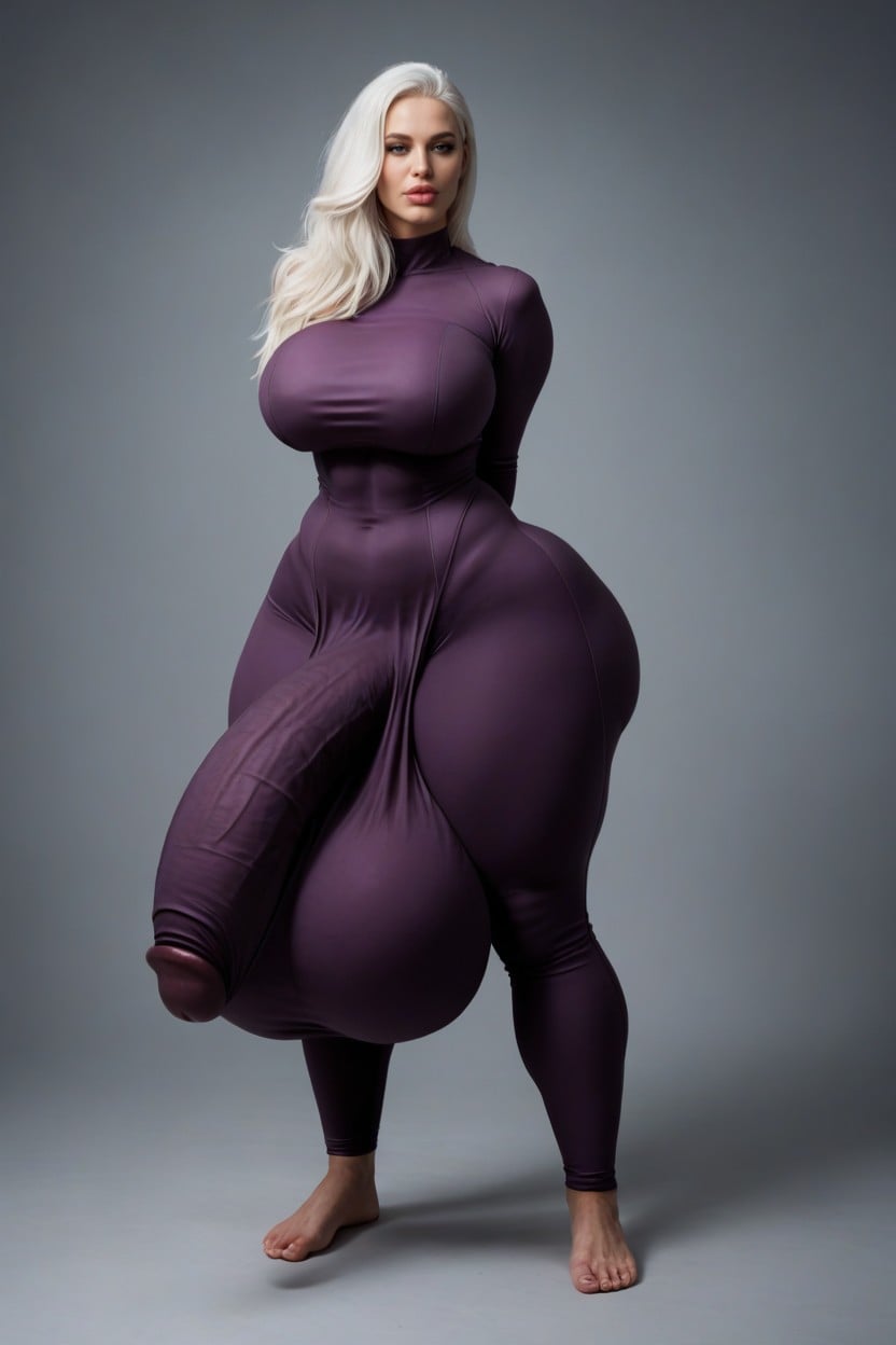 Big Lips, Full Body View, Hyper Cock Bulge Shemale AI Porn