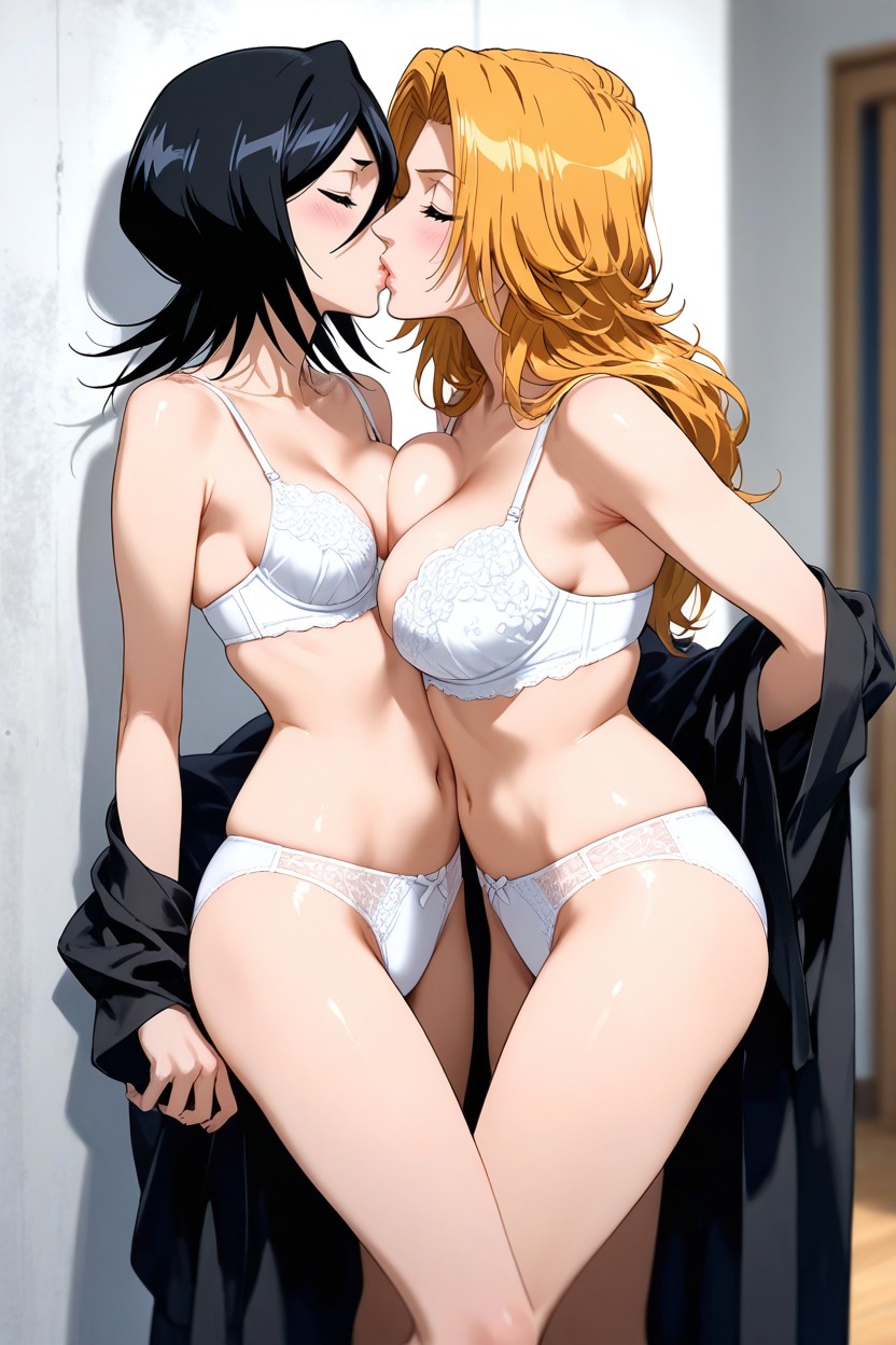 Kuchiki Rukia, Smooth Gray Floor, Legs Raised Hentai AI Porn