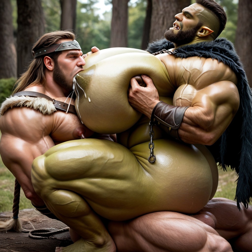 Green Skin, Suckle, Saisir Les Seins Porno IA Gay