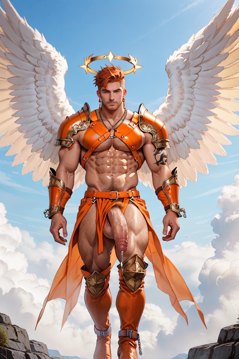 Orange Earrings, Male Orange Angel, Orange Fantasy Accessories Porno IA Gay