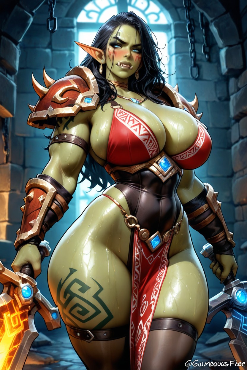 A Curvaceous And Voluptuous Beauty, Perfect Skin, Anime Eyes AI Porn