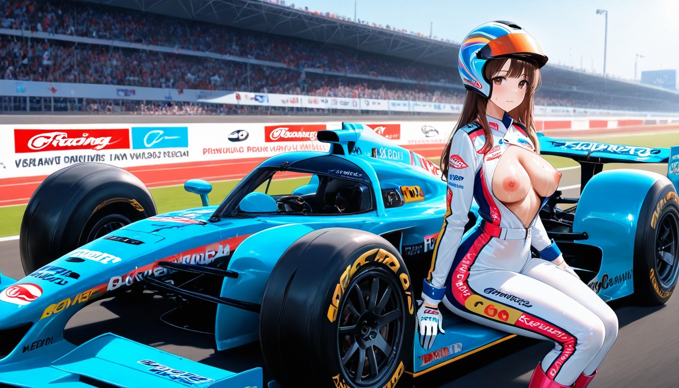 Both Hands On Steering Wheel, Car Race Event, Looking At Viewer Hentai AI Porn