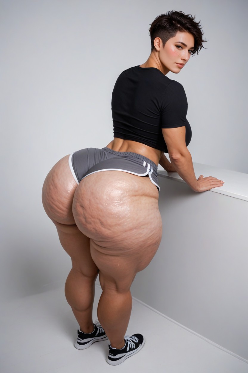 Tomboy, Brown Skin, Wet Shiny Skin AI Porn