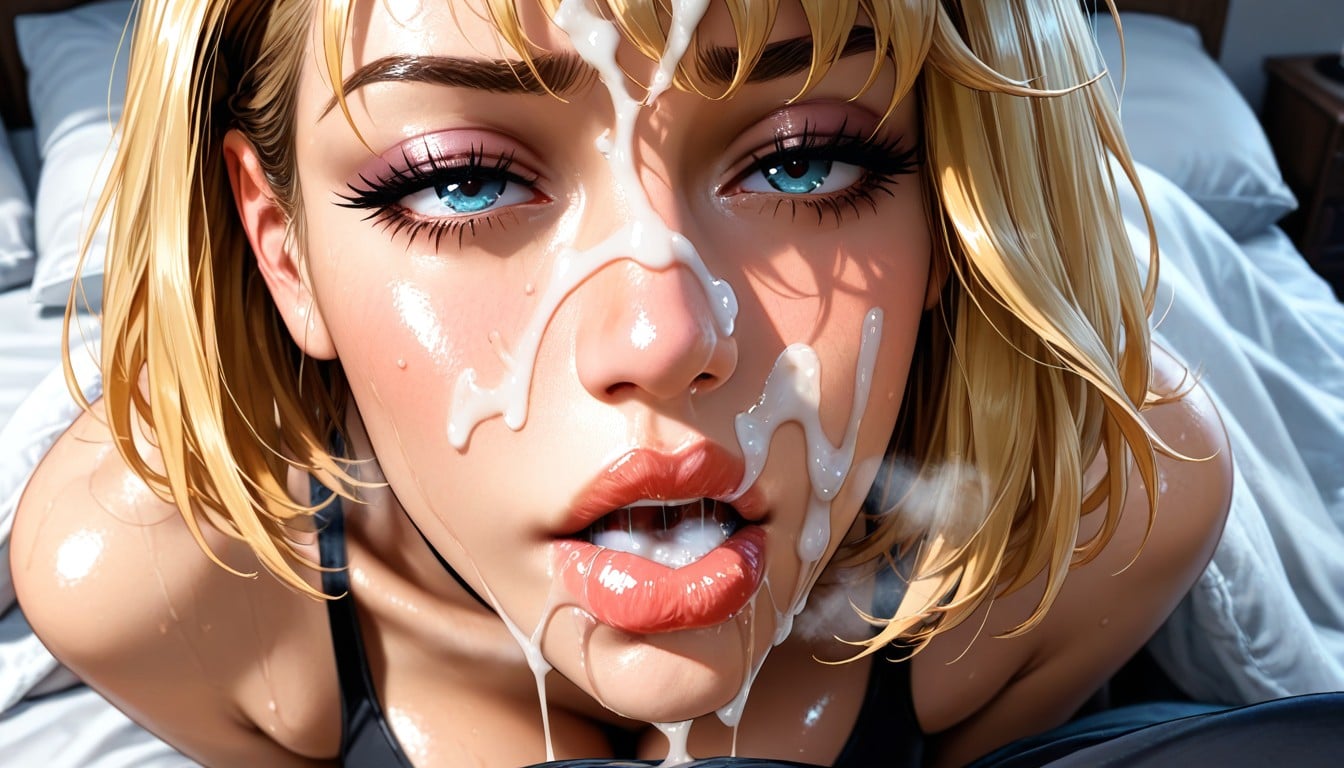 Big Lips, Cum On Face, Top Down View Hentai AI Porn