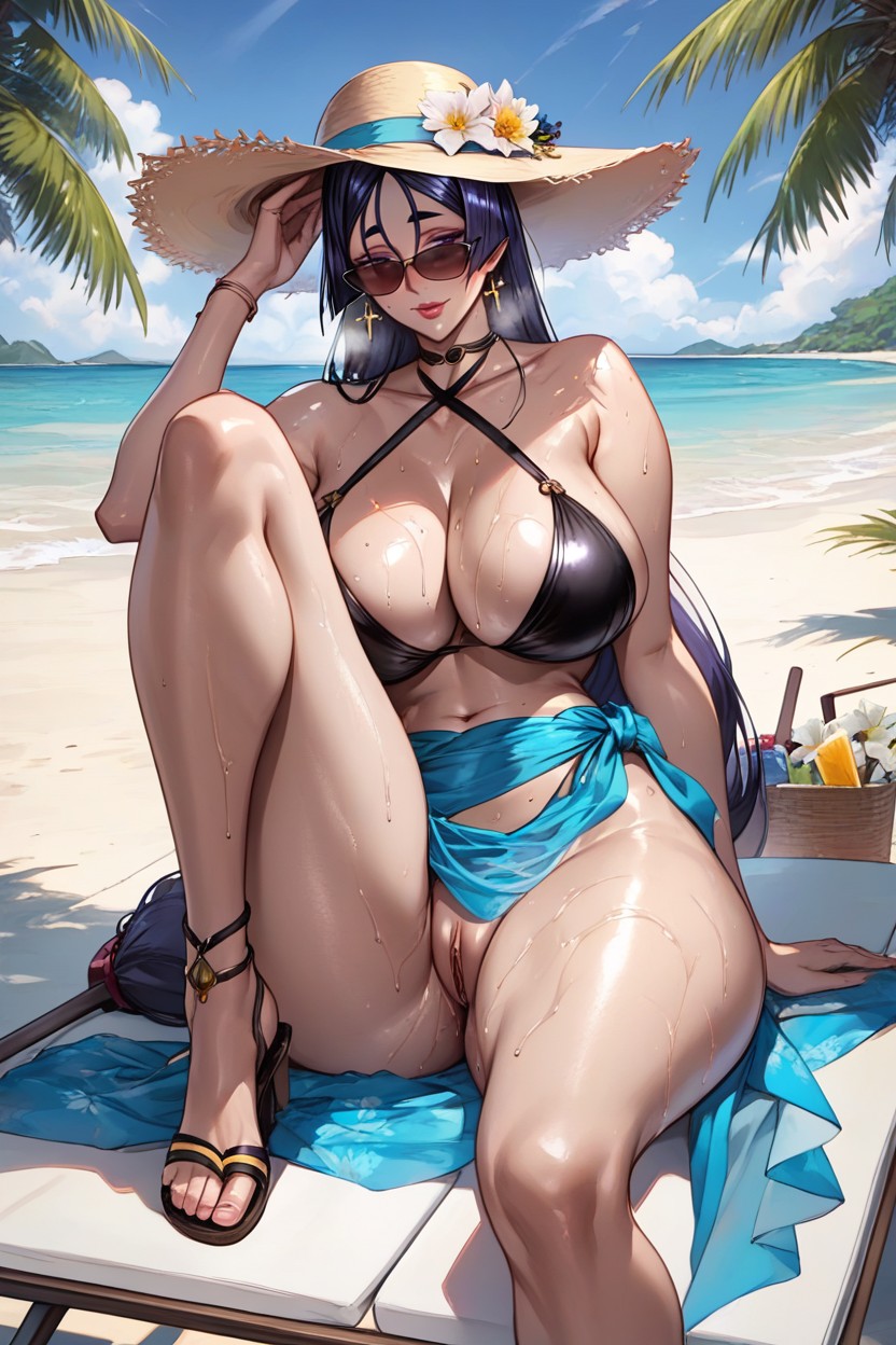 Huge Boobs, Looking At Viewer, One Leg Up Hentai AI Porn