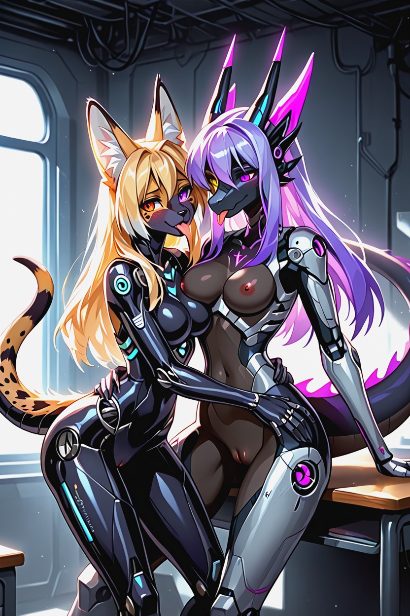 Black Scales On Thighs And Arms, Armour, Cyborg Furry AI Porn