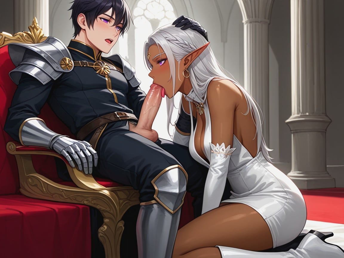 Tongue Licking Man Penis, Oral Sex, Dessert Liking Penis Break Human Male Knight On His S Hentai AI Porn