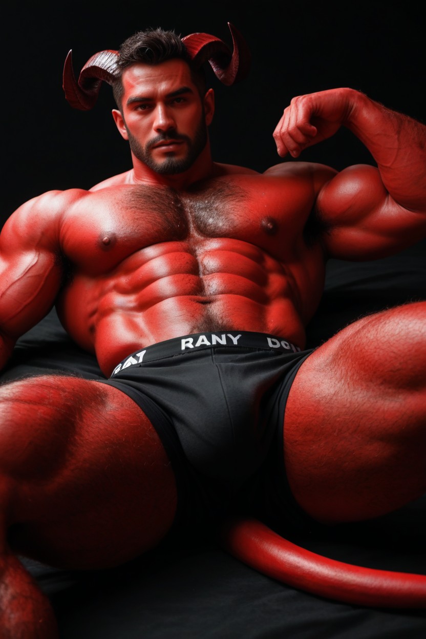 Red Skin, Huge Pecs, Cuisses Épaisses Porno IA Gay