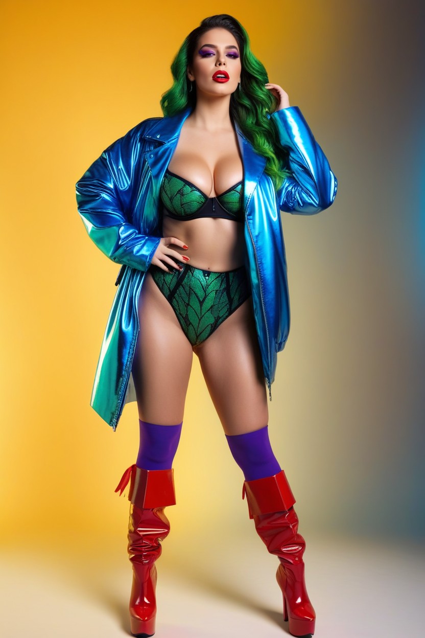 Hand Near Waist, Full-body Visibility, Color Pop Elevated AI Porn