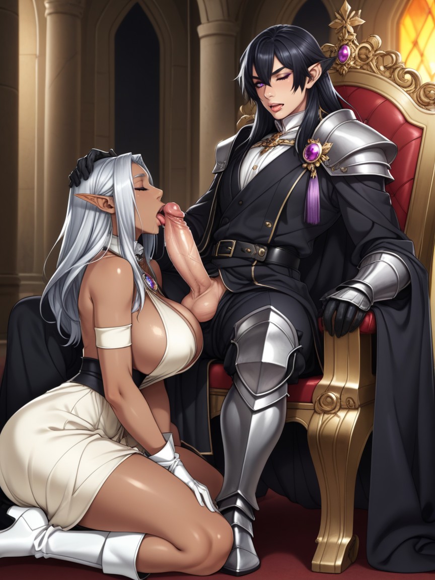 Receading Hair Lines, Purple Eyes, Long Black Hair Hentai AI Porn