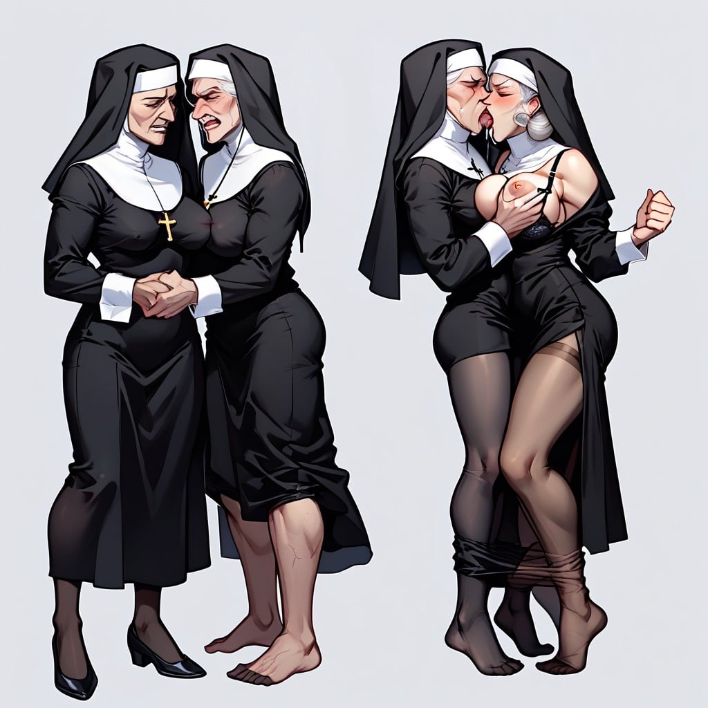 Strap-on, Nun, Sucking Boobs AI Porn
